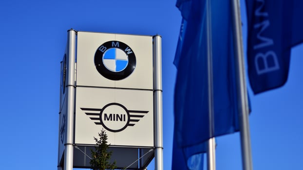 Warsaw, Poland. 9 January 2024. BMW and Mini logo at a BMW car dealership. photo