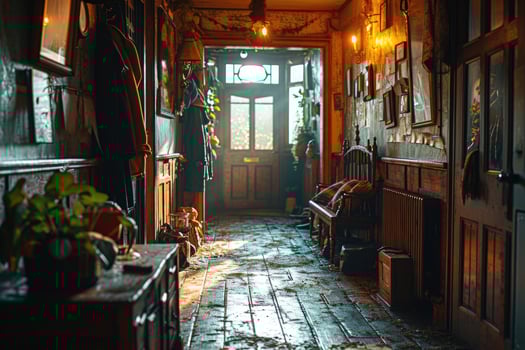 AI generated a terrible passage down the corridor in an ancient house photo