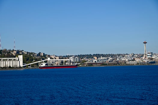 the port of Seattle, Washington on a clear day photo