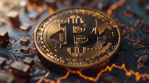 AI generated Bitcoin token illustration wallpaper. photo