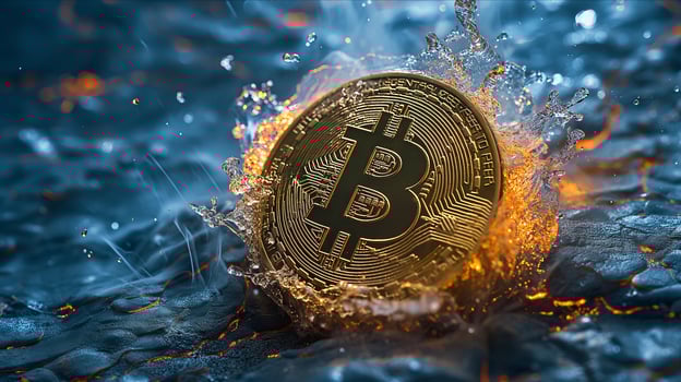 AI generated Bitcoin token illustration wallpaper. photo