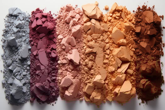 AI generated Crushed eyeshadow makeup set isolated on white background. The concept of fashion and beauty industry. photo