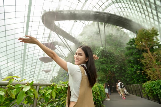 A woman in  Cloud Forest dome environment  in Singapore photo