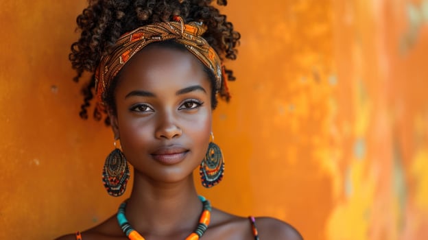 AI generated Portrait of a beautiful young african woman with afro hairstyle photo