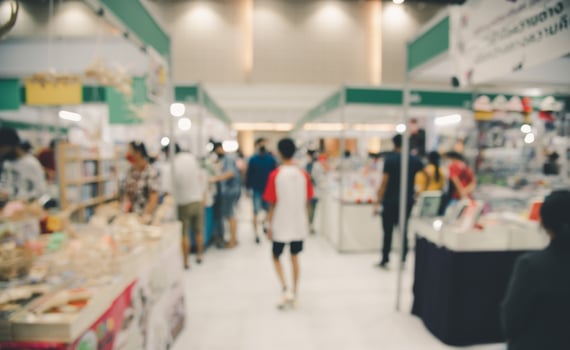 Abstract blur shopping mall of People who walk past each other to shop in the mall. photo