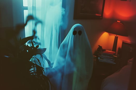 AI generated ghost in the room, halloween, horror, halloween photo