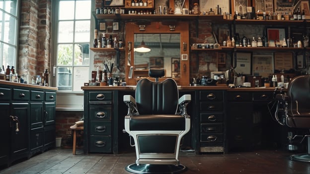 AI generated Barbershop advertisment background with copy space photo