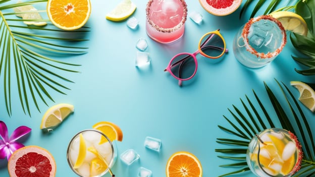 AI generated beautuful summer party background with copy space photo