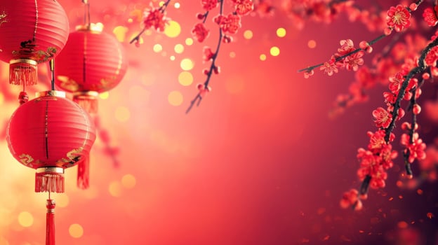 AI generated China Day advertisment background with copy space photo