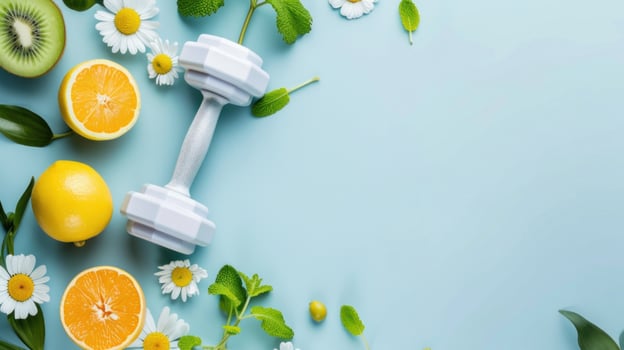 AI generated fitness advertisment background with copy space photo