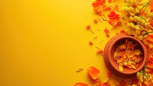 AI generated Gudi Padwa advertisment background with copy space photo