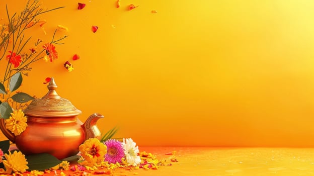 AI generated Gudi Padwa advertisment background with copy space photo