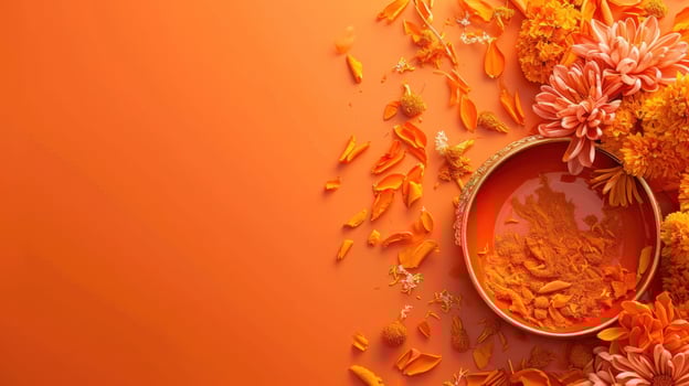 AI generated Gudi Padwa advertisment background with copy space photo