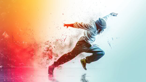 AI generated Hip hop dancing class advertisment background with copy space photo