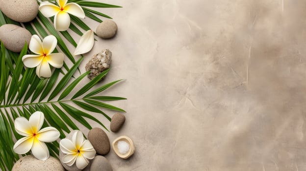 AI generated Spa salon advertisment background with copy space photo