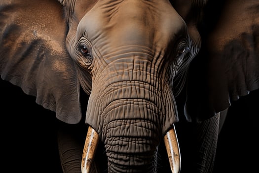 Close-up photo of an elephant's face