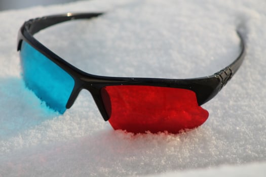 Watching movies with anaglyph 3D glasses photo