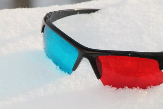 Watching movies with anaglyph 3D glasses photo