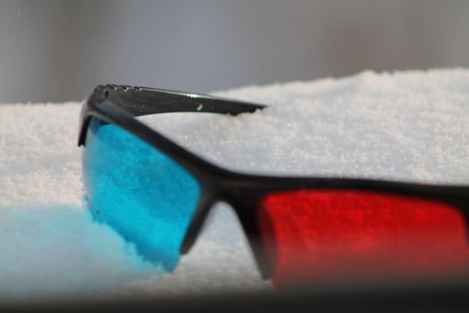 Watching movies with anaglyph 3D glasses photo