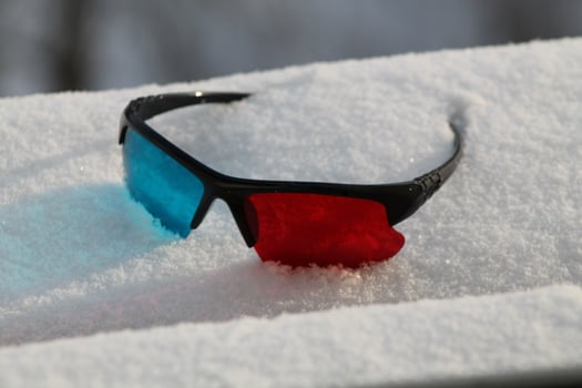 Watching movies with anaglyph 3D glasses photo