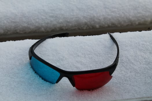 Watching movies with anaglyph 3D glasses photo