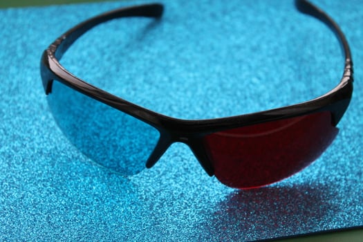 Watching movies with anaglyph 3D glasses photo