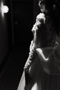 perfect wedding dress on the wedding day photo