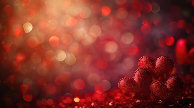 AI generated Red heart background, Bokeh lights background, Concept of love, Ai Generated photo