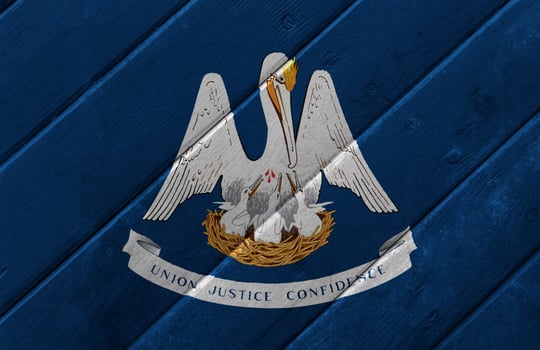 Flag of Louisiana US state on a textured background. Concept collage. photo