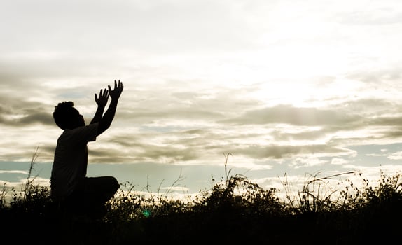 Shadow of a girl showing signs glad to see the sun, sky, nature photo