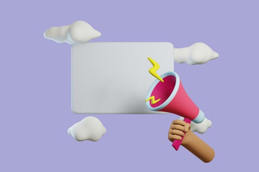 3d megaphone speaker or loudspeaker for announce, Speakerphone notice 3d icon vector render illustration photo
