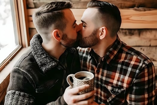 AI generated Couple in love kissing. photo