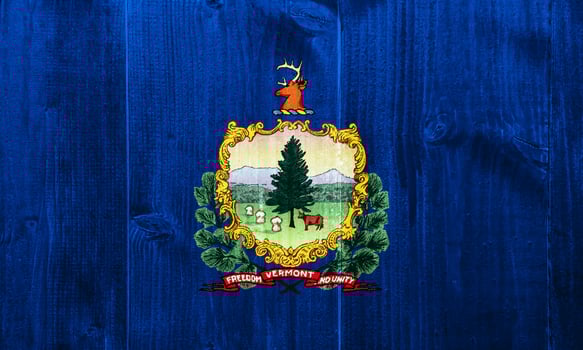 Flag of Vermont USA state on a textured background. Concept collage. photo