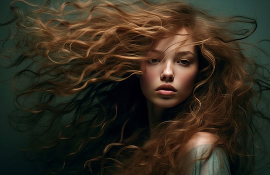 AI generated Mesmerizing Beautiful brunette with loose hair. Generate ai photo