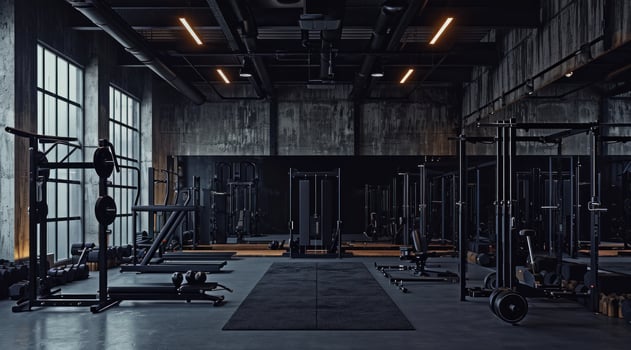 AI generated gym with many equipments photo