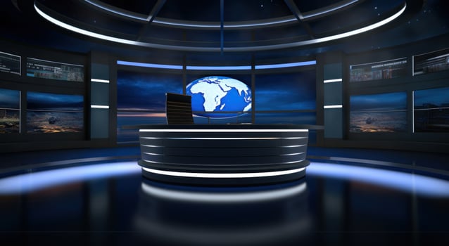 AI generated news crew male newscast newsroom photo