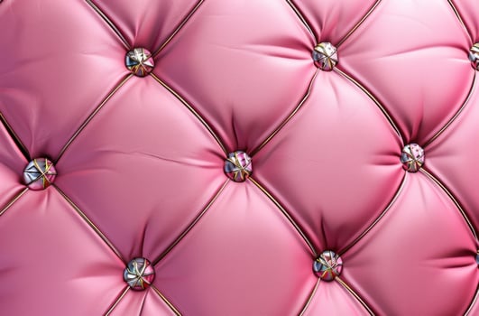 AI generated pink leather background with stitching and metal details for fashion design photo