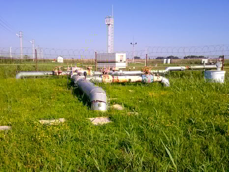 Oil industry object. Technological pipelines and equipment. photo