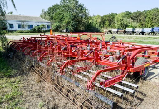 Soil disintegrator, deep loosener on the trailer. photo