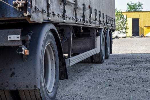 The wheels of the truck near. A large truck photo