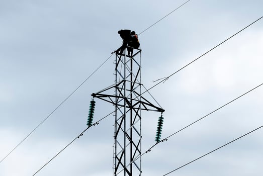 Assembly and installation of new support of a power line photo