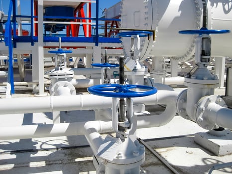 Heat exchangers in a refinery. Heated gasoline air cooler. The e photo