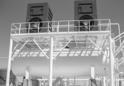 water cooling tower. Oil refinery. Equipment for primary oil refining. photo