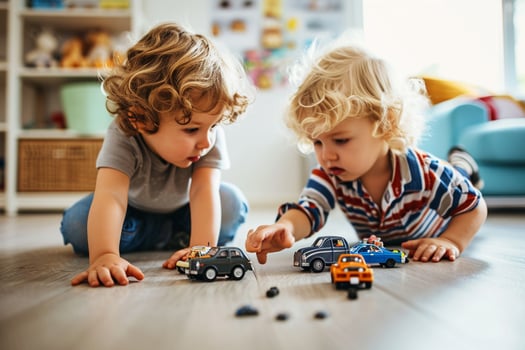 AI generated Kids playing with toy cars photo