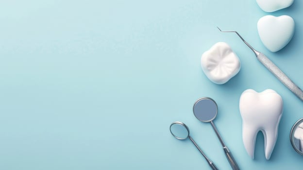AI generated Dental clinic advertisment background with copy space photo