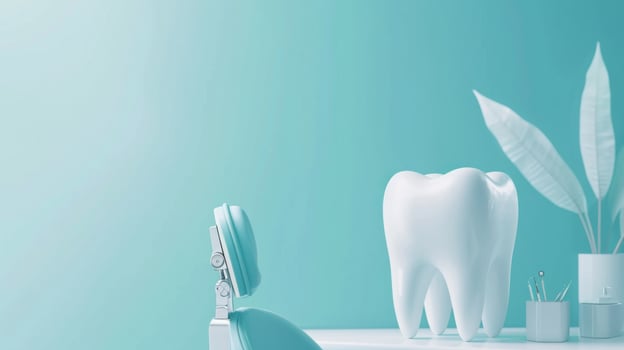 AI generated Dental clinic advertisment background with copy space photo