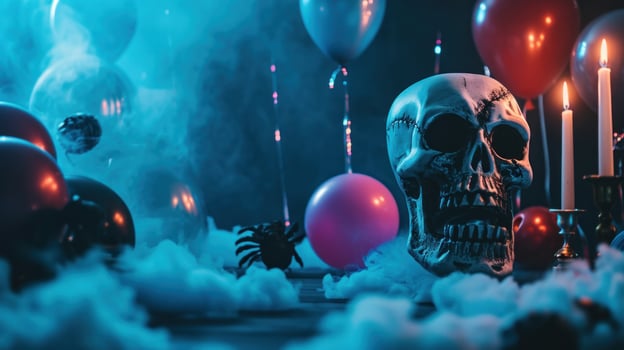 AI generated Horror party advertisment background with copy space photo