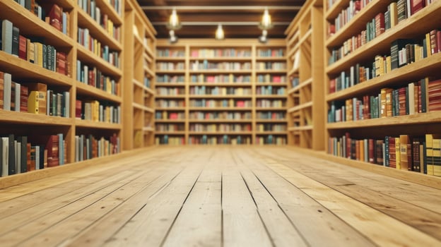 AI generated library advertisment background with copy space photo