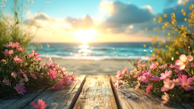 AI generated magic summer background with copy space photo
