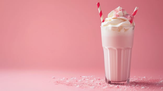AI generated Milk shake advertisment background with copy space photo